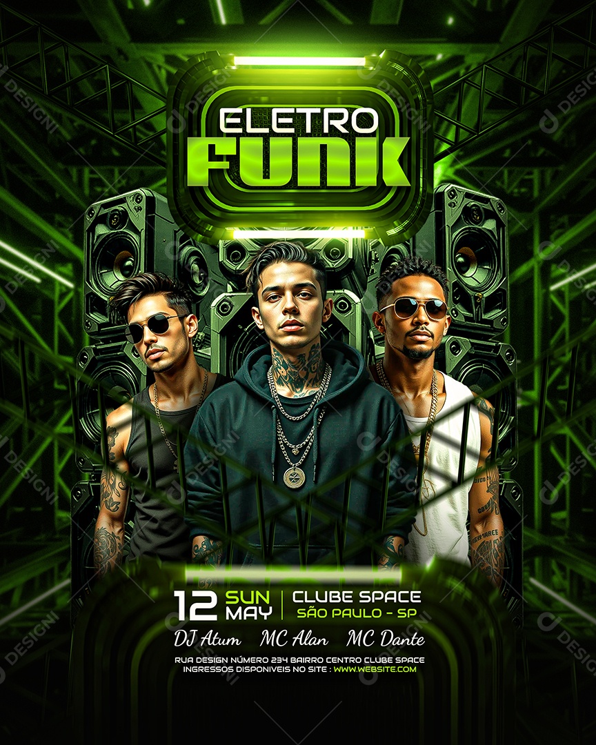 Feed Flyer Eletro Funk Social Media PSD Editável