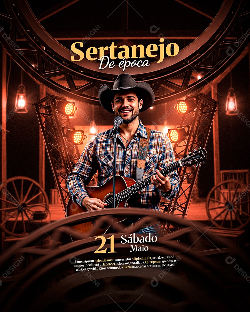 Feed Flyer Sertanejo da Época Vermelho Social Media PSD Editável