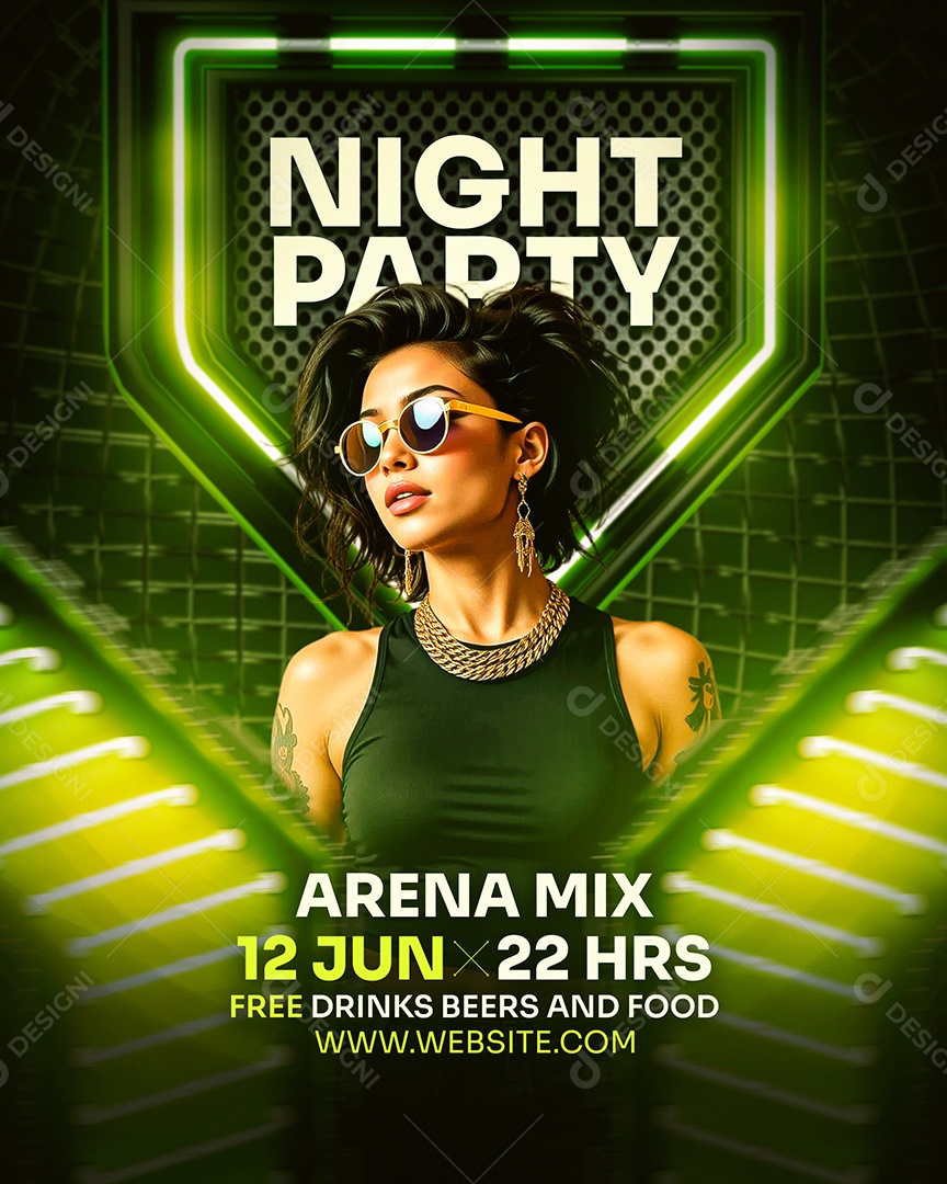 Flyer Feed Night Party Arena Mix Social Media PSD Editável