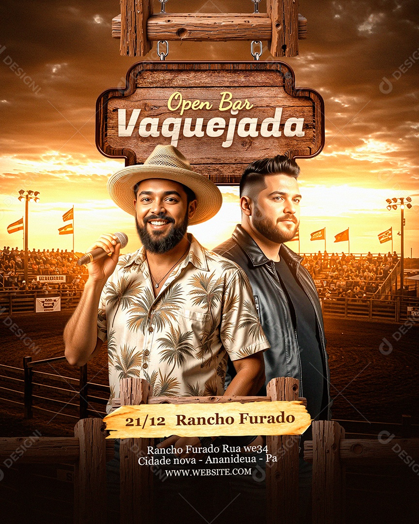 Flyer Feed Open Bar Vaquejada Social Media PSD Editável