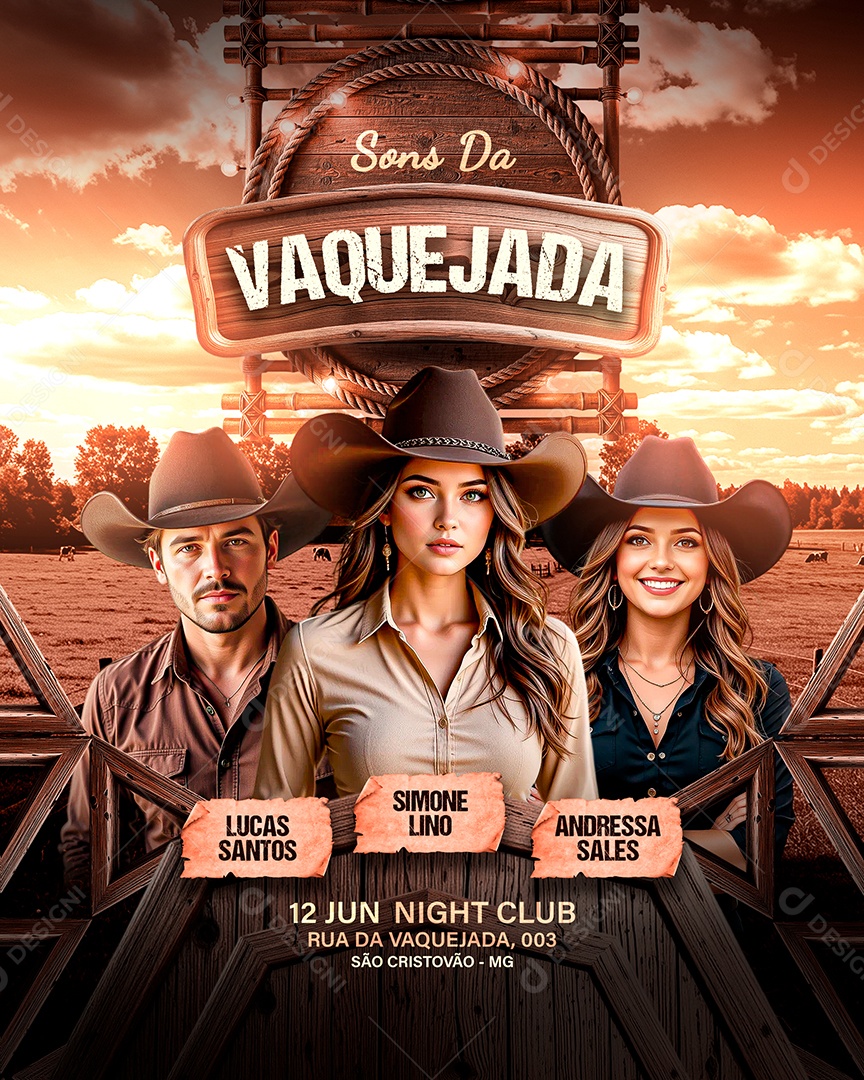 Flyer Feed Sons da Vaquejada Social Media PSD Editável