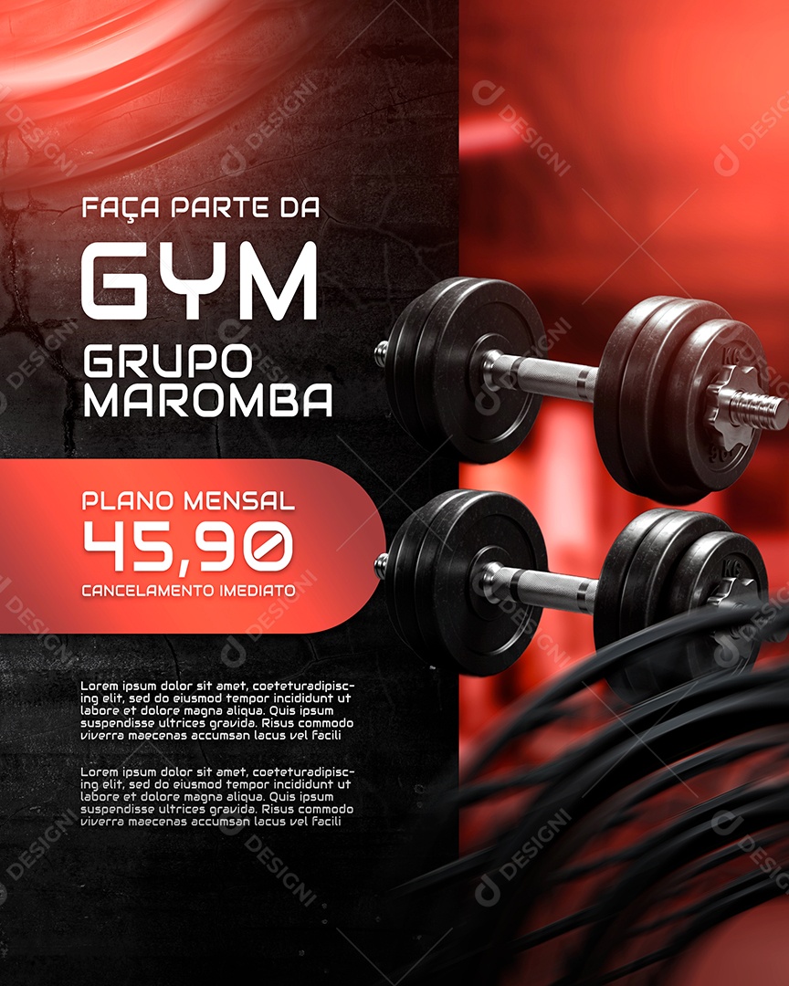 Flyer Promoção de Academia Vermelho Social Media PSD Editável