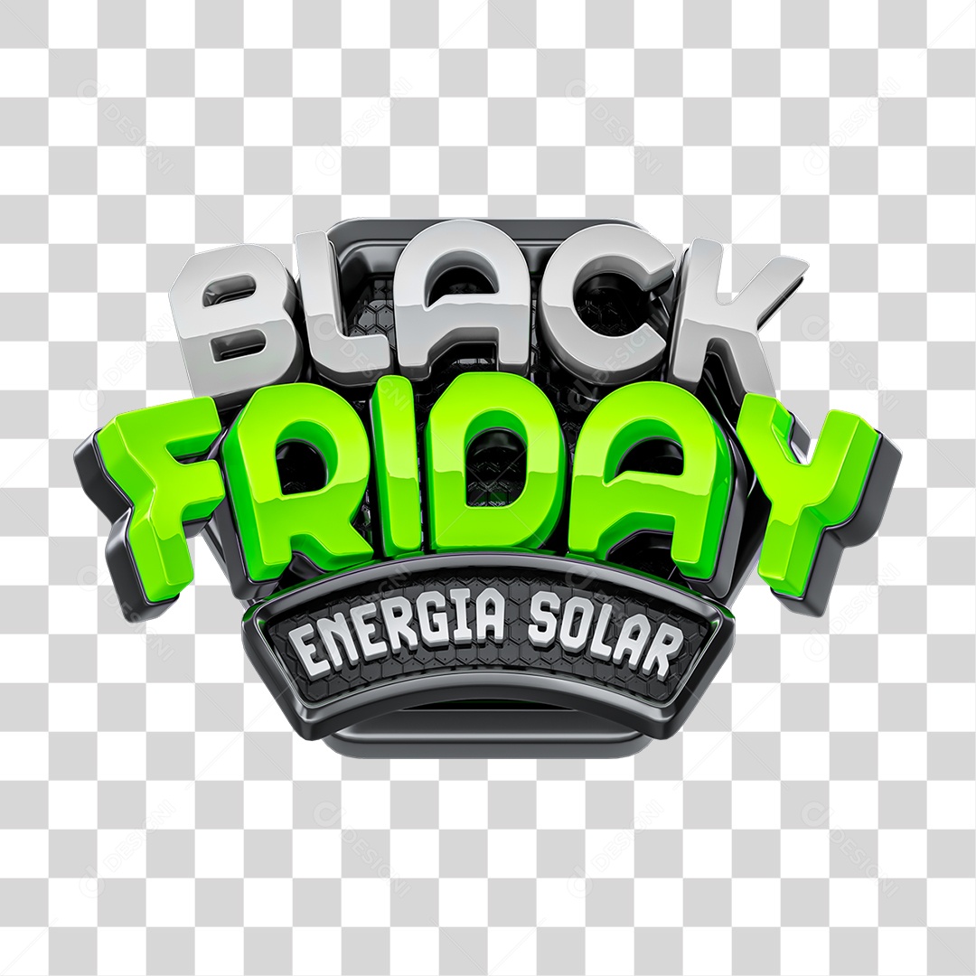 Selo 3D Black Friday Energia Solar PNG Transparente