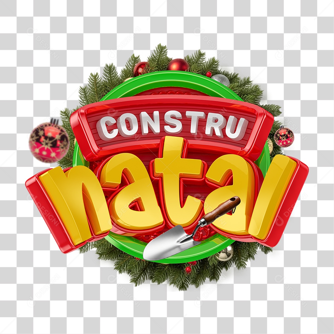 Selo 3D Constru Natal PNG Transparente