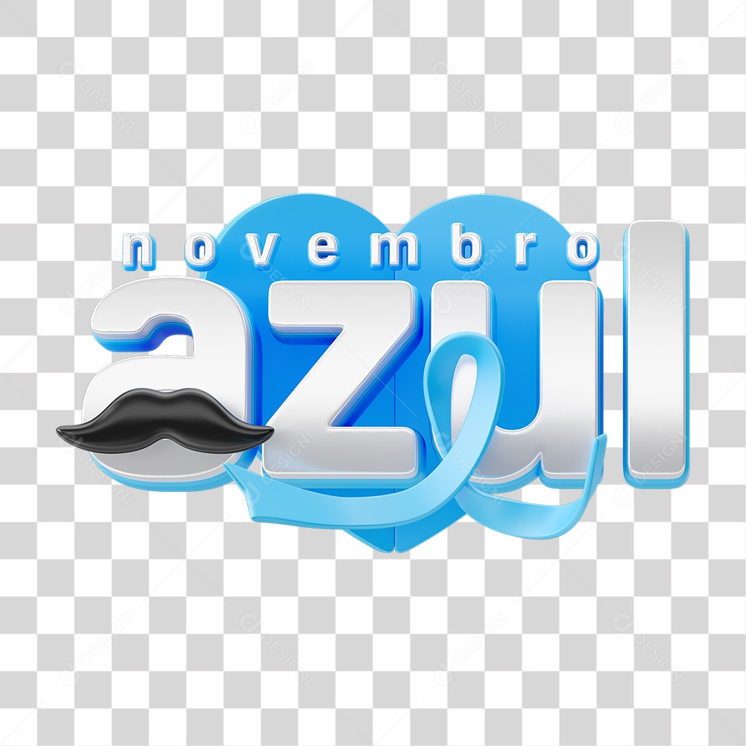 Selo 3D Novembro Azul PNG Transparente
