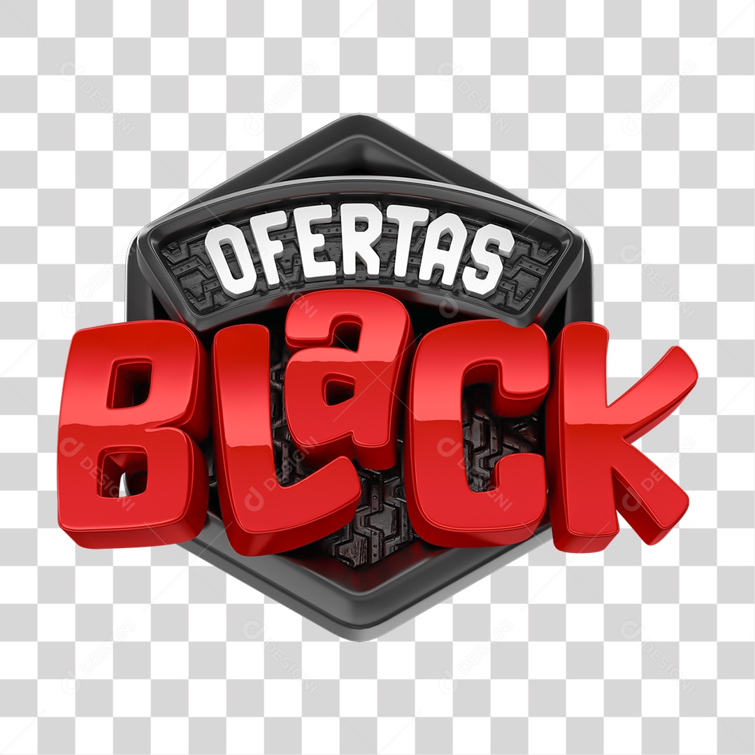 Selo 3D Ofertas Black PNG Transparente