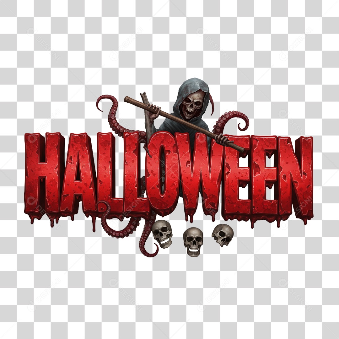Texto 3D Halloween PNG Transparente
