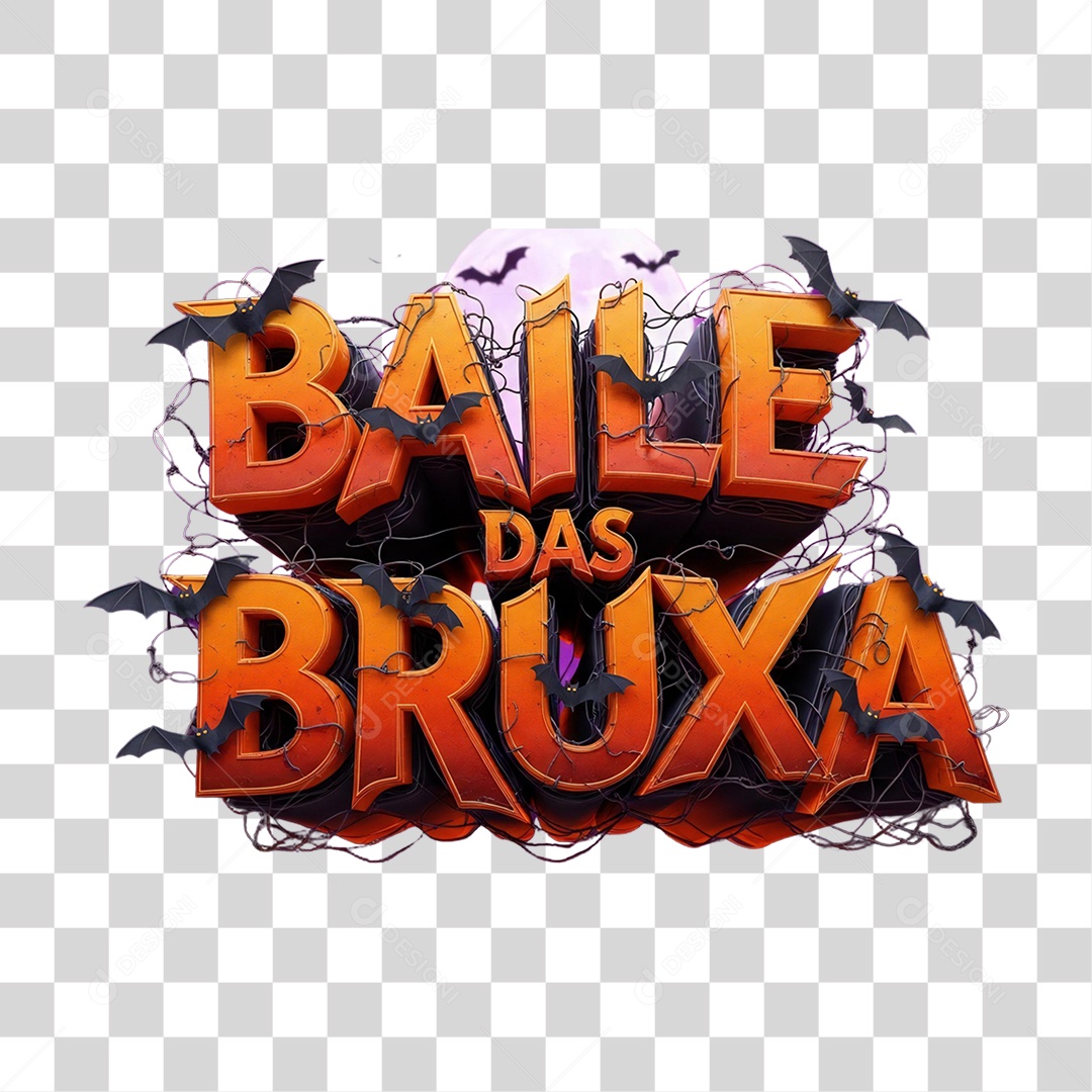 Texto 3D Baile das Bruxas PNG Transparente