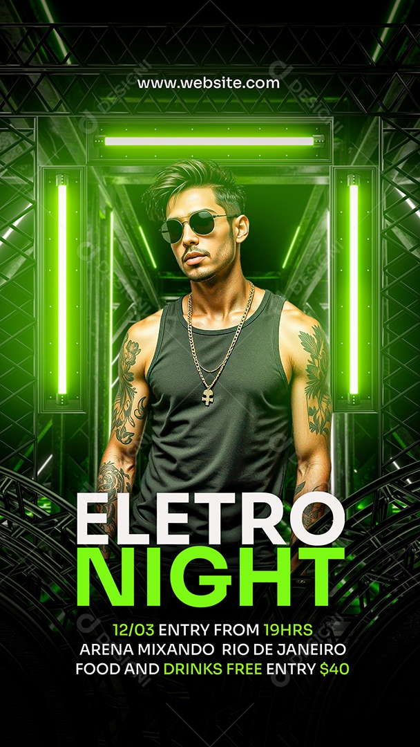 Flyer Story Eletro Night Social Media PSD Editável
