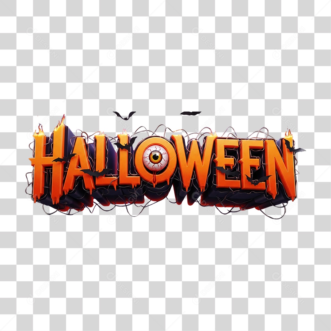 Texto 3D Halloween PNG Transparente