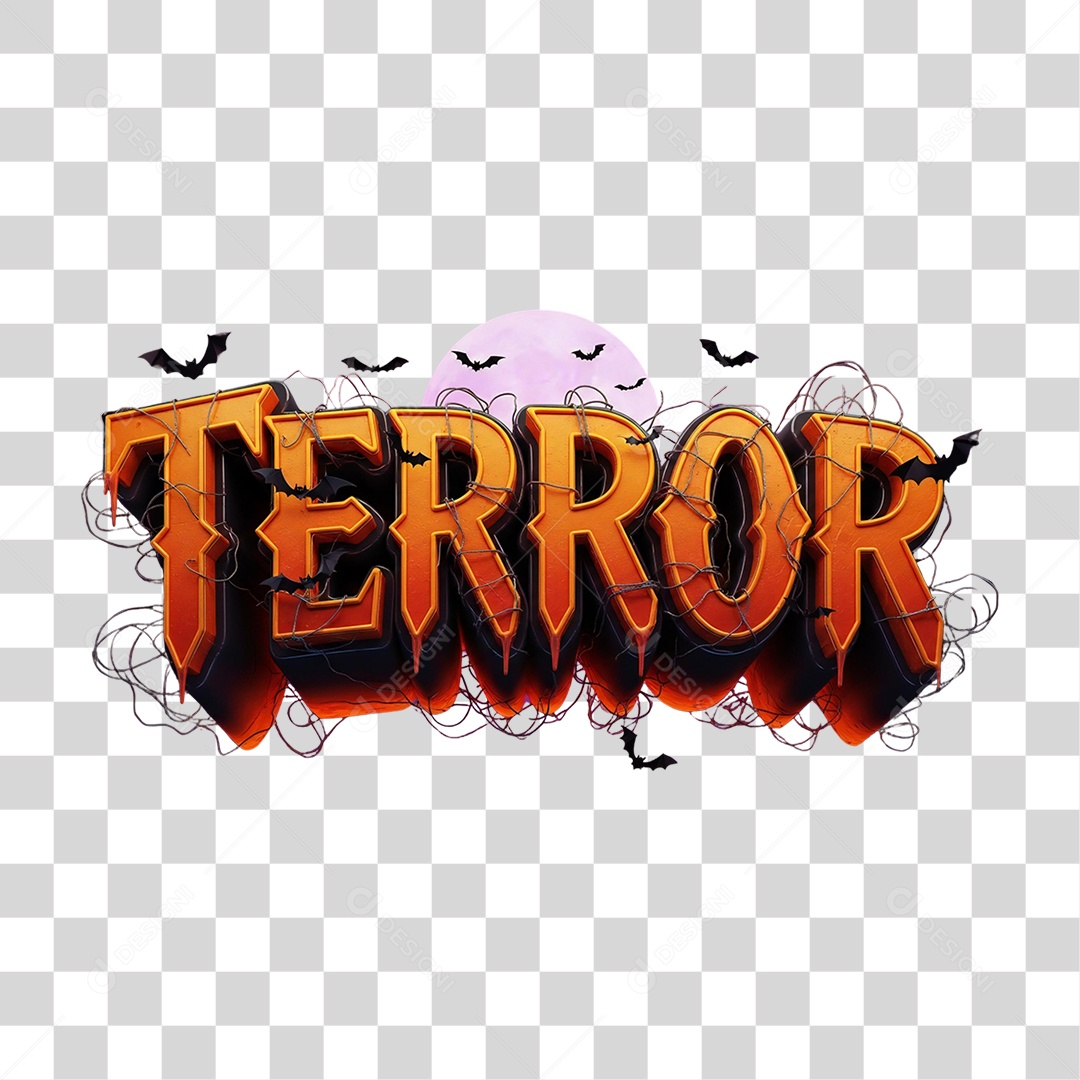 Texto 3D Terror PNG Transparente