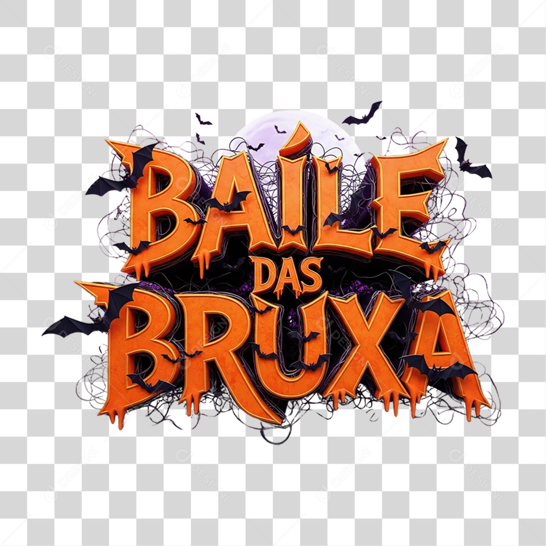 Texto 3D Baile das Bruxas PNG Transparente