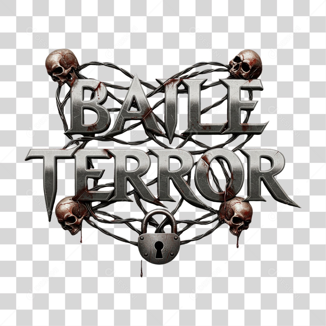 Texto 3D Baile Terror PNG Transparente