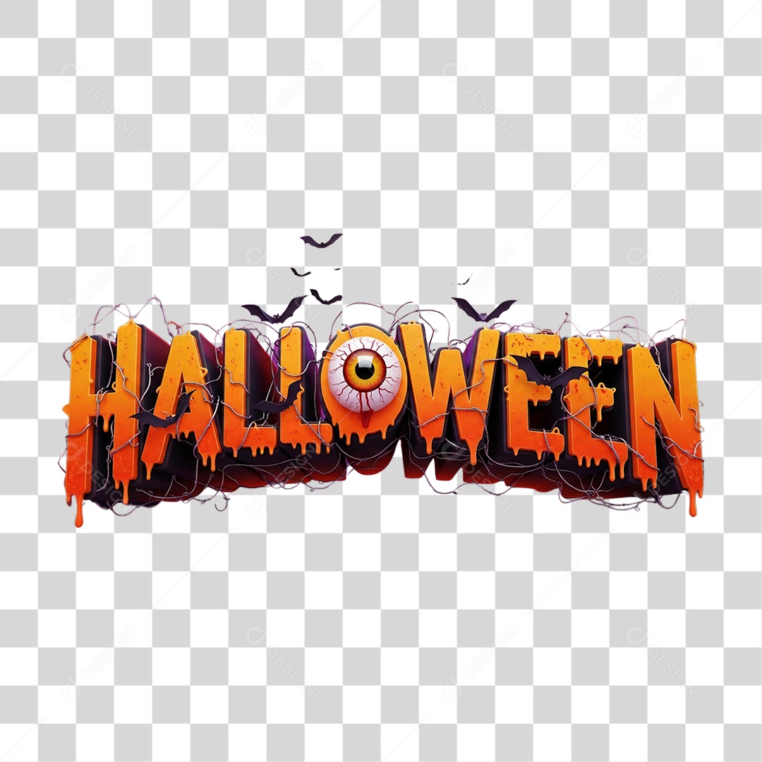 Texto 3D Halloween PNG Transparente