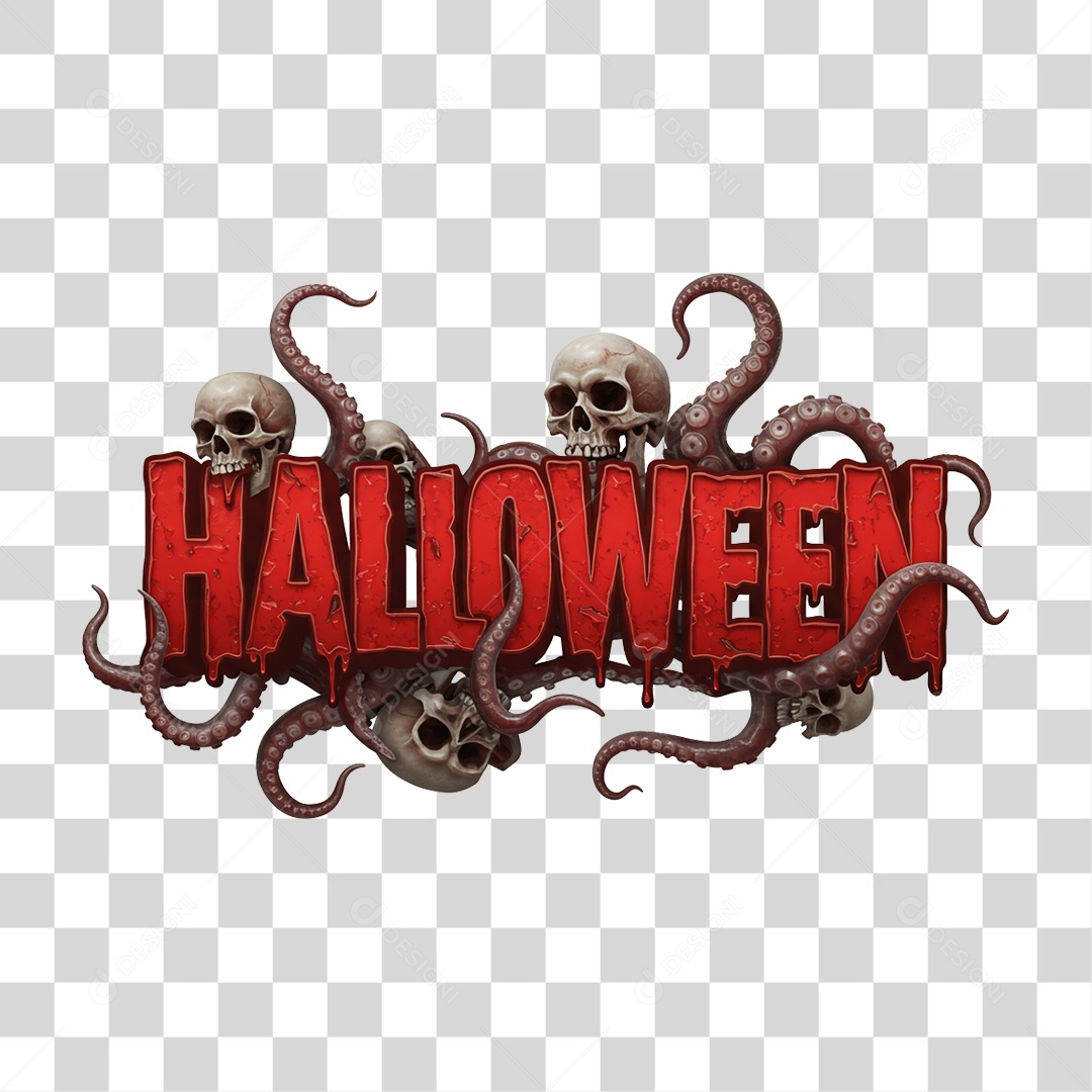 Texto 3D Halloween PNG Transparente