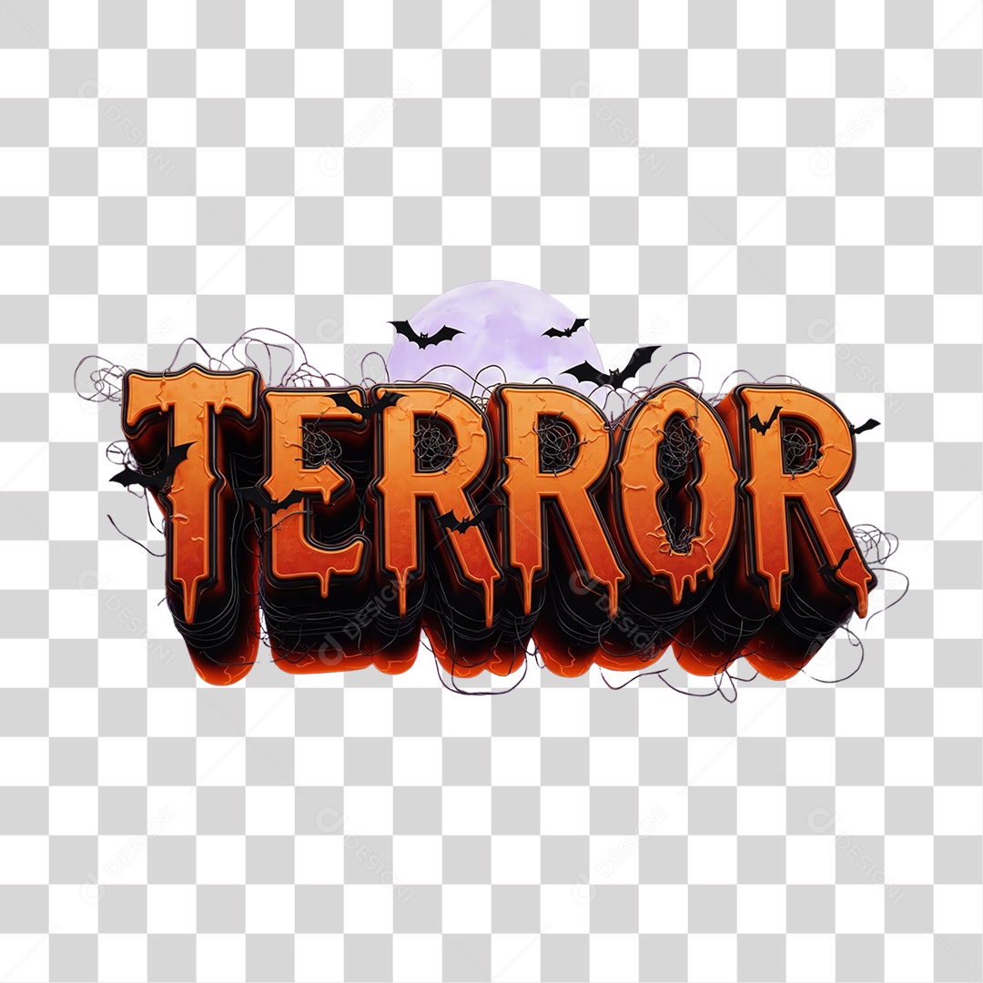 Texto 3D Terror PNG Transparente