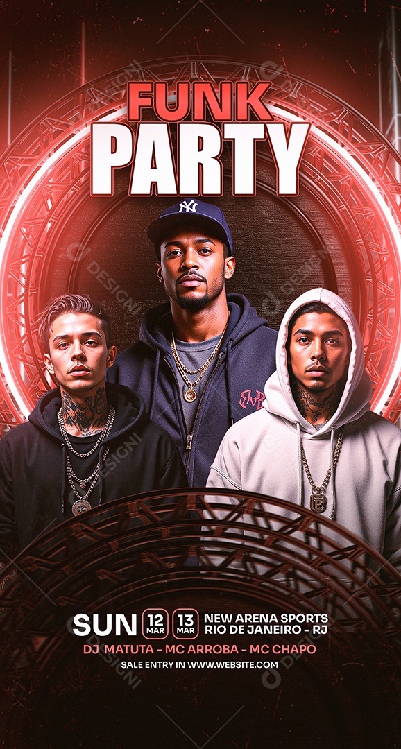 Flyer Story Funk Party Social Media PSD Editável