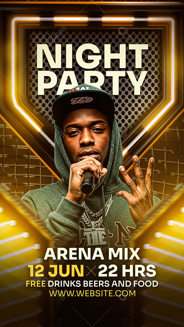 Flyer Story Night Party Arena Mix 12 de Junho Social Media PSD Editável