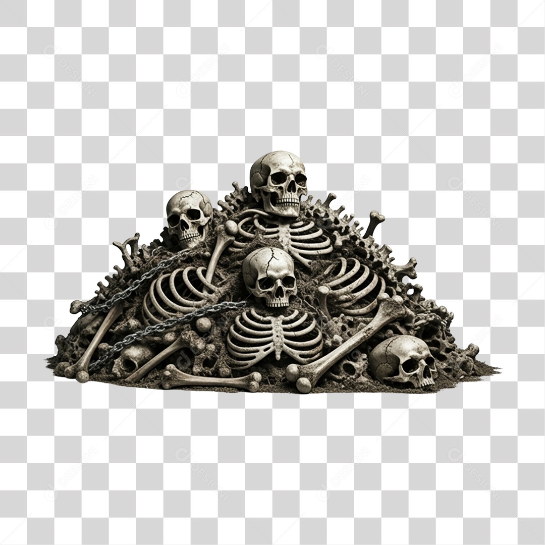 Monte de Caveira Esqueletos Decoração de Halloween PNG Transparente