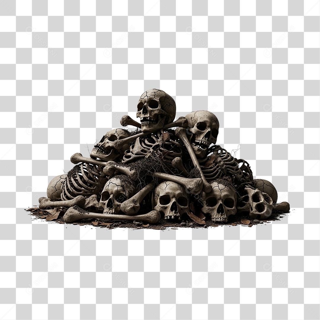 Monte de Caveira Esqueletos Decoração de Halloween PNG Transparente