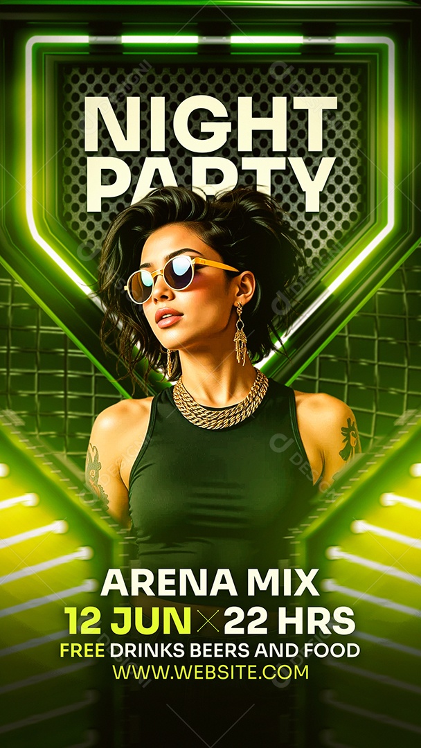 Flyer Story Night Party Arena Mix Social Media PSD Editável