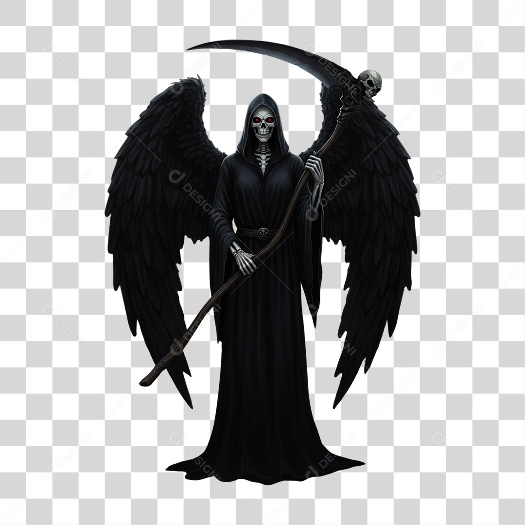 Anjo Negro com Foice Decoração de Halloween PNG Transparente