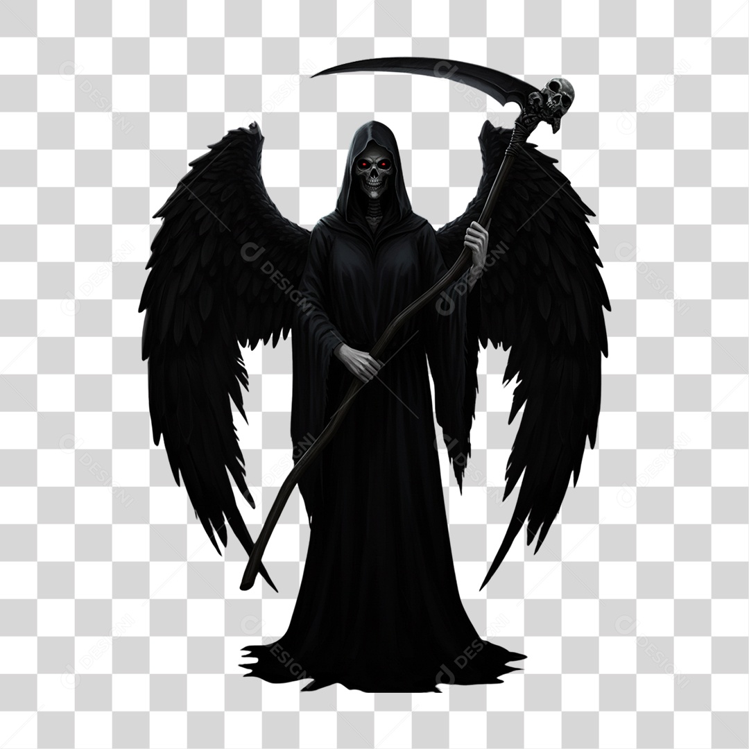 Anjo Negro com Foice Decoração de Halloween PNG Transparente