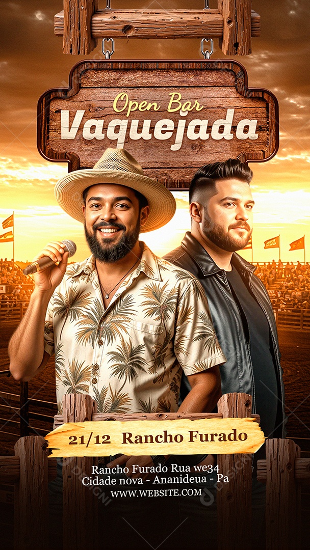 Flyer Story Open Bar Vaquejada Social Media PSD Editável