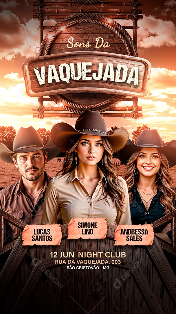 Flyer Story Sons da Vaquejada Social Media PSD Editável