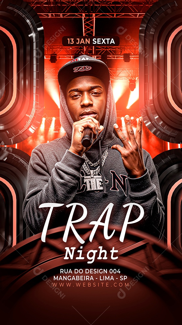 Flyer Story Trap Vermelho Social Media PSD Editável