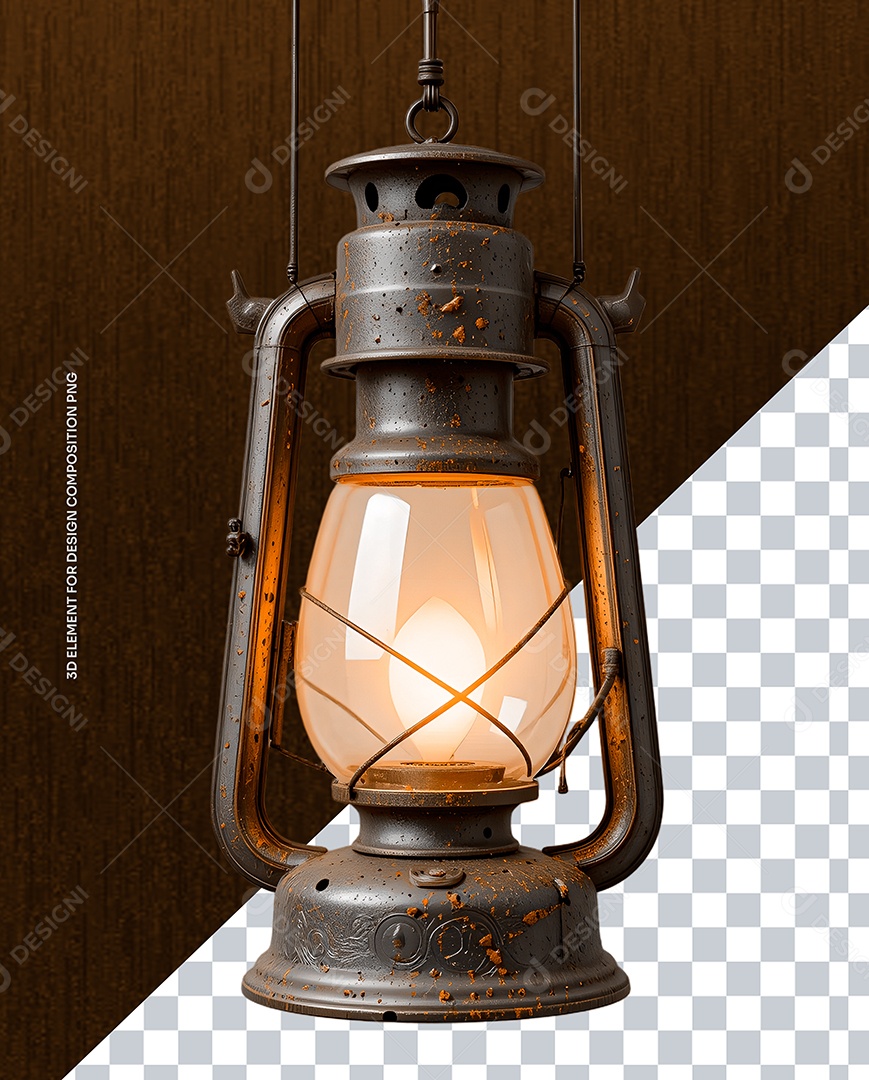 Lamparina Acesa Elemento 3D para Composição PSD