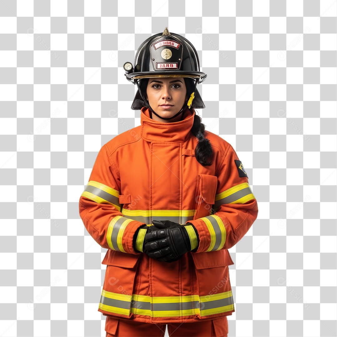 Profissional Mulher Bombeira PNG Transparente