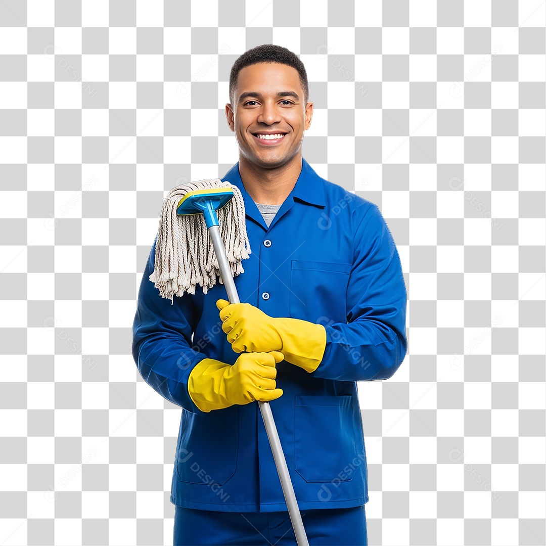 Profissional Homem Faxineiro PNG Transparente