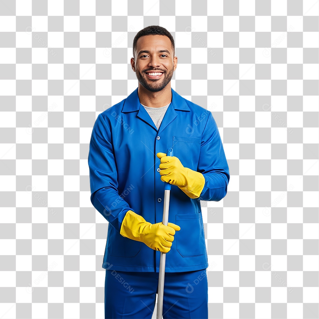 Profissional Homem Faxineiro PNG Transparente