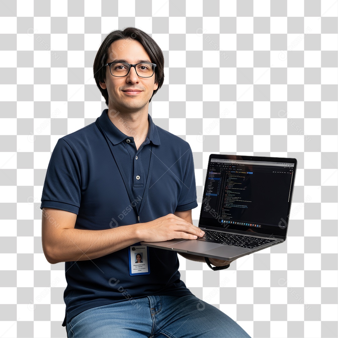 Profissional Homem com Notebook PNG Transparente