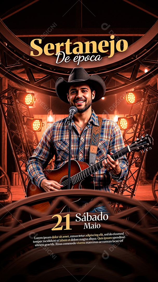Story Flyer Sertanejo da Época Vermelho Social Media PSD Editável