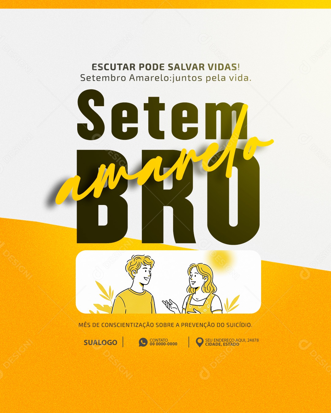 Setembro Amarelo Ajudar é Ouvir Social Media PSD Editável