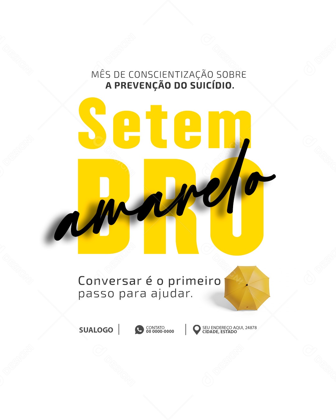 Setembro Amarelo Ajudar é Ouvir Social Media PSD Editável