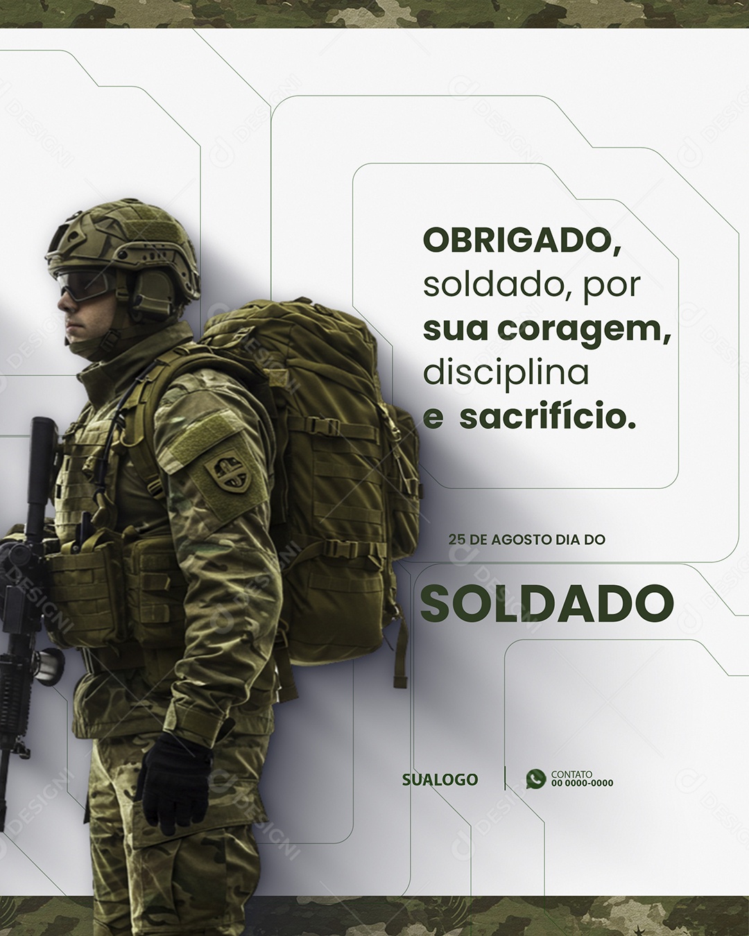 Feliz Dia do Soldado 25 De Agosto Social Media PSD Editável
