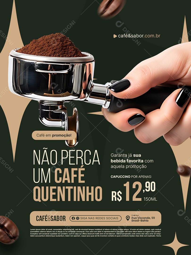 Cafeteria Não Perca Um Café Quentinho Social Media PSD Editável