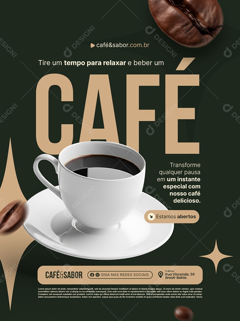 Cafeteria Tire Um Tempo para Relaxar e Beber Um Café Social Media PSD Editável