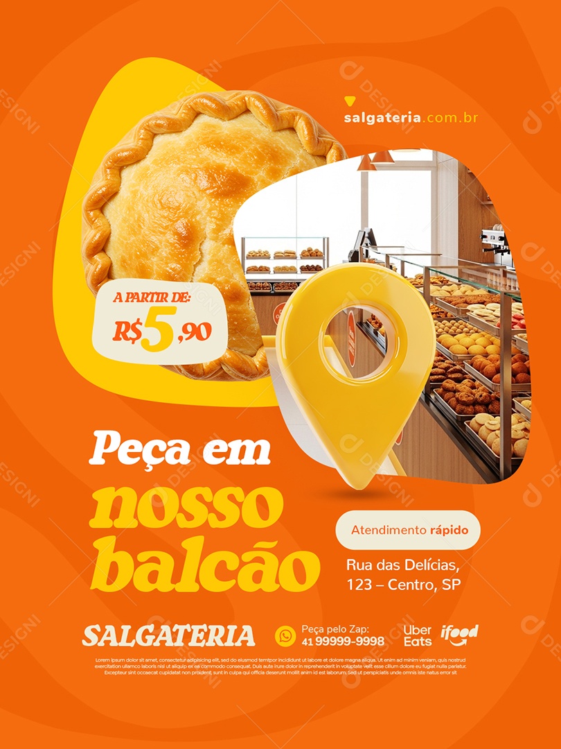 Salgateria Peça em Nosso Balcão Social Media PSD Editável