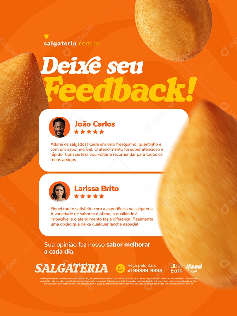 Salgateria Deixe Seu Feedback Social Media PSD Editável