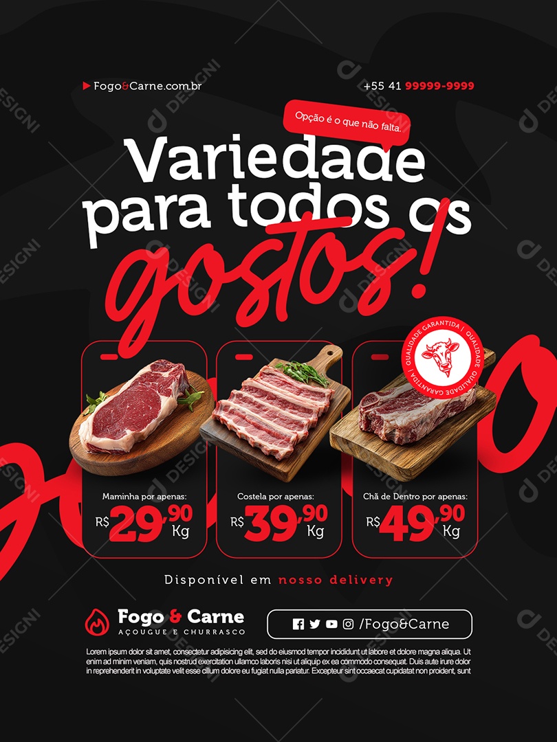 Açougue Variedade para Todos os Gostos Social Media PSD Editável