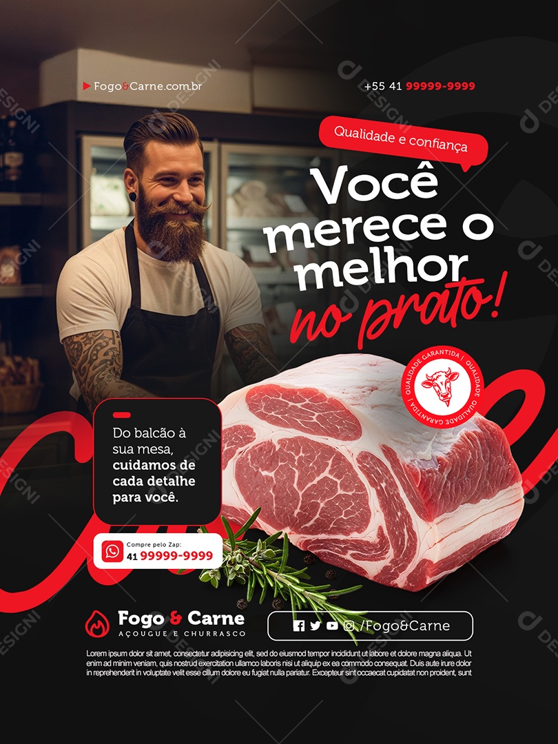Açougue Qualidade e Confiança Você Merece o Melhor no Prato Social Media PSD Editável
