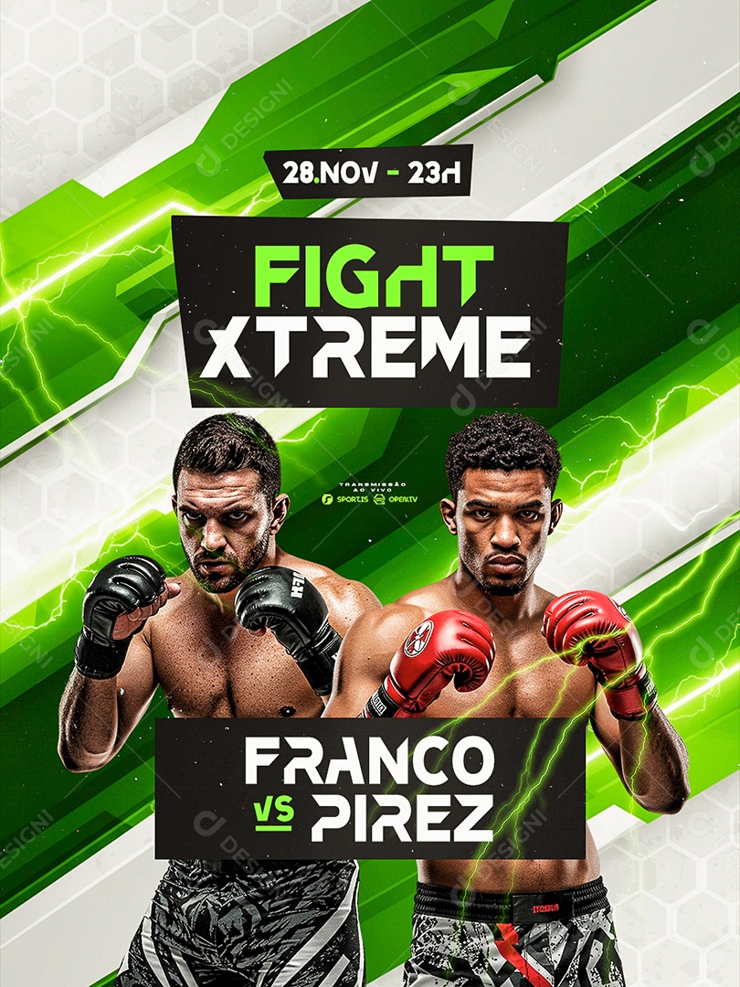 Campeonato de Luta Fight Xtreme Franco VS Pirez Social Media PSD Editável
