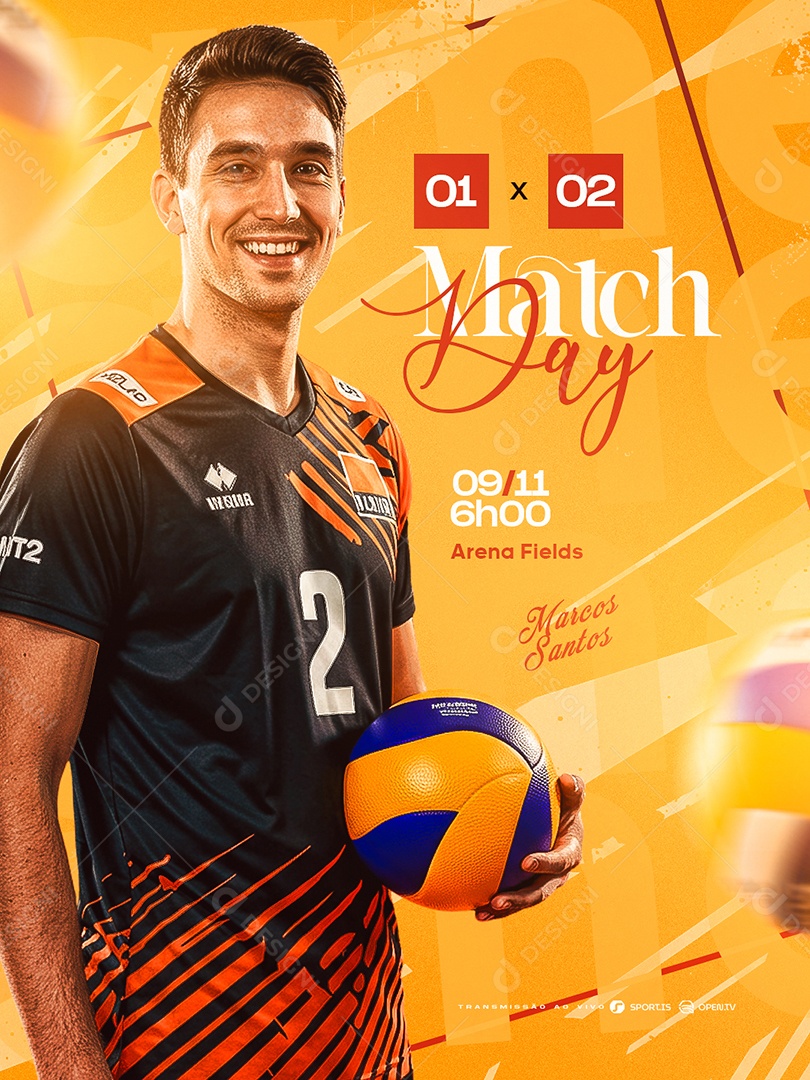 Match Day Campeonato de Vôlei Masculino Social Media PSD Editável
