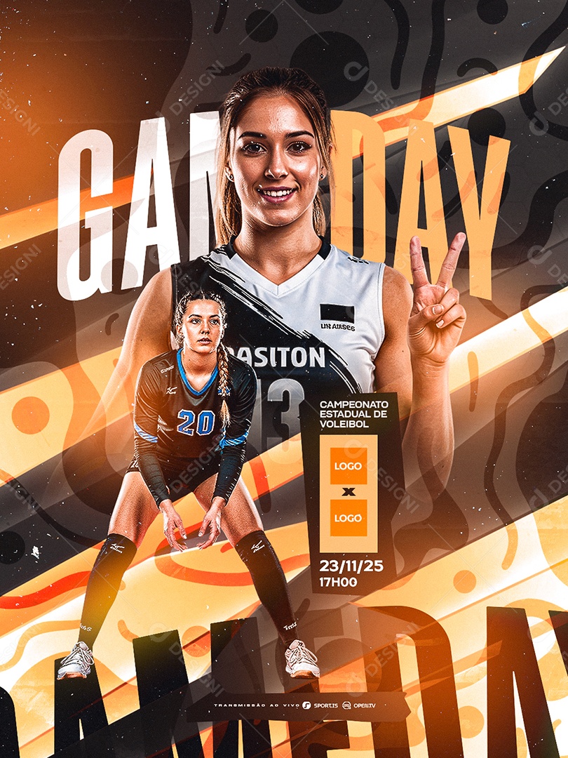 Campeonato Estadual de Voleibol Game Day Social Media PSD Editável