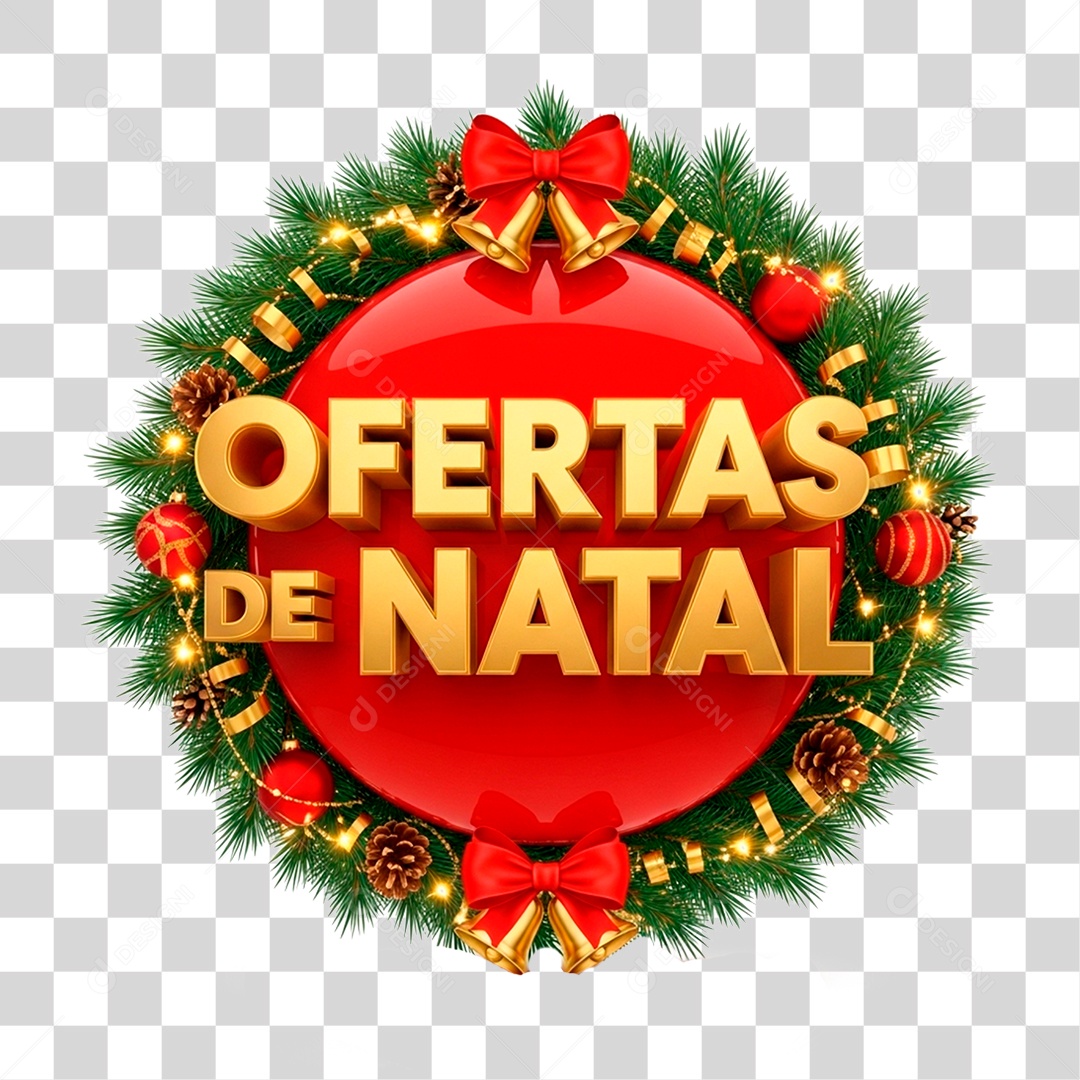 Selo 3D Ofertas de Natal PNG Transparente