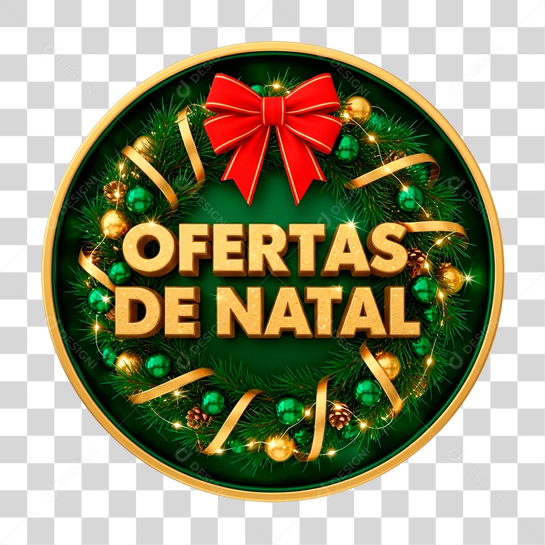 Selo 3D Ofertas de Natal PNG Transparente
